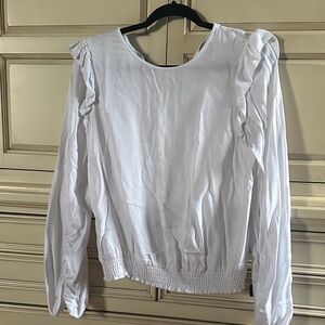 Mustard Seed White Ruffle Sleeve Blouse